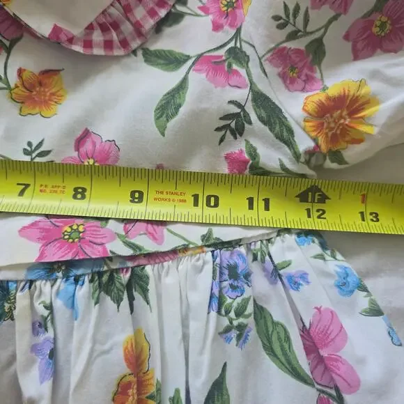 Vintage Rachel's Kids Girls Dress Size 8 Floral Gingham Pink Cottage Romantic - Picture 8 of 9